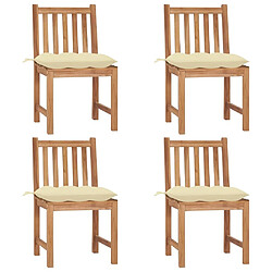 Maison Chic Lot de 4 Chaises de jardin,Fauteuil d'extérieur avec coussins Bois de teck massif -MN27071