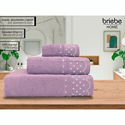 Lot de 3 Serviettes de Bain 100% Coton Éponge 450g Absorbants 3 Tailles Lilas, , Lilas, Briebe, Polka Dots