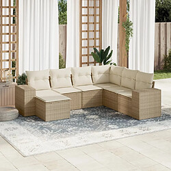 vidaXL Salon de jardin avec coussins 7 pcs beige résine tressée