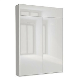 Inside 75 Armoire lit escamotable DYNAMO structure blanc mat façade blanc brillant 140*200 cm 