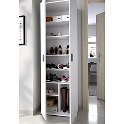 Acheter Pegane Armoire de rangement 2 portes coloris blanc -Longueur 61 x Profondeur 35 x Hauteur 190 cm