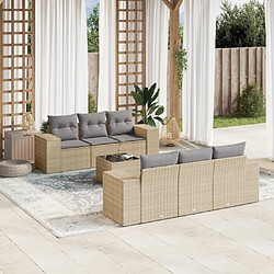 Maison Chic Salon de jardin avec coussins 7 pcs, Ensemble Tables et chaises de jardin, beige résine tressée -GKD628358