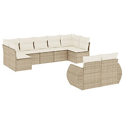 Maison Chic Salon de jardin avec coussins 9 pcs | Ensemble de Table et chaises | Mobilier d'Extérieur beige résine tressée -GKD77751