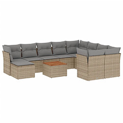 Maison Chic Salon de jardin 11 pcs avec coussins | Ensemble de Table et chaises | Mobilier d'Extérieur beige résine tressée -GKD83047