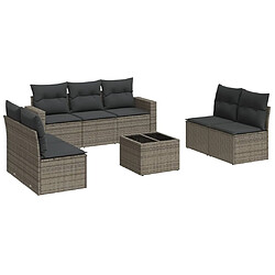 vidaXL Salon de jardin 8 pcs avec coussins gris résine tressée