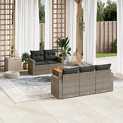 Maison Chic Ensemble Tables et chaises d'extérieur 6pcs avec coussins,Salon de jardin gris résine tressée -GKD232568