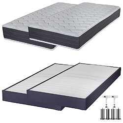 Ebac Matelas ressort + Sommier Omega Volcan 2x90x190 Rhodes - H. 24 cm - Soutien ferme 