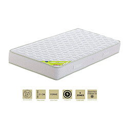 Provence Literie Matelas + Alèse 80x190 x 21 cm - Ferme - Aertech+ 35 Kg/m3 HR Haute Densité - Hypoallergénique - 5 Zones de Confort