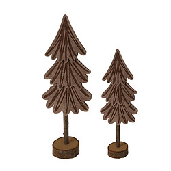 Mobili Rebecca Petits Arbres En Feutre Bois Marron 2 Pièces Décoration De Noël