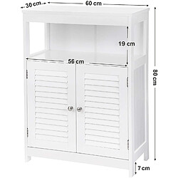 Avis Helloshop26 Placard armoire meuble salle de bain de rangement commode avec 2 portes 80 cm MDF blanc 12_0000821