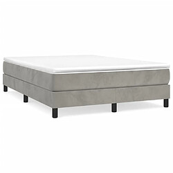 vidaXL Sommier à lattes de lit et matelas Gris clair 140x190cm Velours