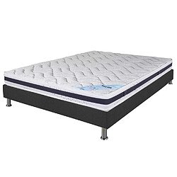 Ebac Matelas + sommier tapissier 140x190 Mousse - Melior - Soutien ferme - Gris