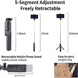 Universal Trépied de bâton de selfie, bâton de selfie Bluetooth de 3 en 1, trépied de bâton de selfie