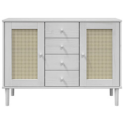 Acheter vidaXL Buffet SENJA aspect rotin blanc 112x40x80cm bois massif de pin