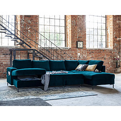 Avis Bestmobilier Lilly - Canapé panoramique d'angle droit - 7 places - convertible avec coffre - en velours