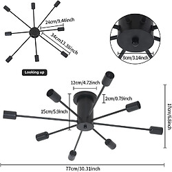 Acheter Stoex Plafonnier Moderne 8 Lumières Plafonnier Rétro Noir, Lampe de Plafond Intérieur Vintage E27 Pour Chambre Cuisine Salon Couloir