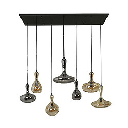 Avis Mes Suspension 7 lampes 145x50x150 cm en verre et métal noir