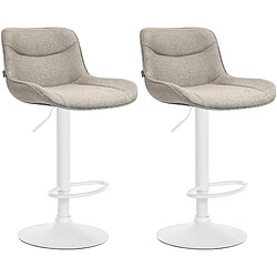 Non Lot de 2 tabourets de bar Vonore tissu blanc 