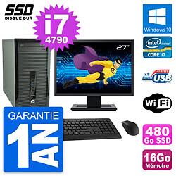 PC Tour HP 400 G1 Ecran 27" Intel i7-4790 RAM 16Go SSD 480Go Windows 10 Wifi - Occasion