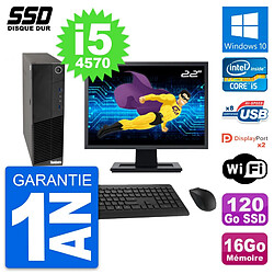 PC Lenovo M83 SFF Ecran 22" Intel i5-4570 RAM 16Go SSD 120Go Windows 10 Wifi - Occasion