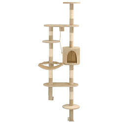 Arbre à chat avec griffoirs,niche pour chat en sisal Montage mural 194 cm Beige -MN35533