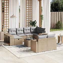 Maison Chic Salon de jardin 11 pcs avec coussins, Ensemble Tables et chaises d'extérieur beige résine tressée -GKD356428