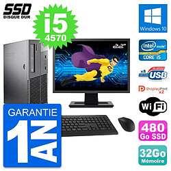 PC Lenovo M93p SFF Ecran 22" Intel i5-4570 RAM 32Go SSD 480Go Windows 10 Wifi · Occasion 