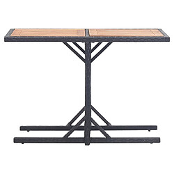 vidaXL Table de jardin Noir Bois d'acacia solide et résine tressée