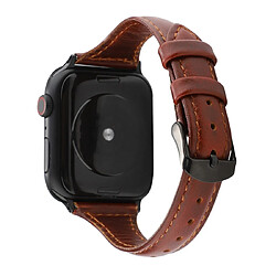 Wewoo Pour Apple Watch séries 5 et 4 40 mm / 3 et 2 et 1 38 mm Crazy Horse Texture Bracelet en cuir véritable Rouge marron 