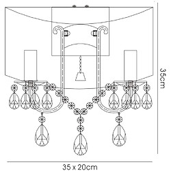 Avis Luminaire Center Applique murale Olivia avec interrupteur avec Abat jour crème ivoire 2 Ampoules chrome poli/cristal