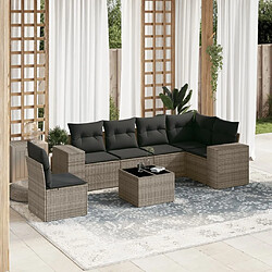 Maison Chic Salon de jardin avec coussins 7 pcs, Ensemble Tables et chaises de jardin, gris résine tressée -GKD178331