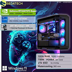 Sedatech Pack PC Gamer • Intel i7-14700KF • RTX4070Ti Super • 32 Go DDR5 • 2To SSD M.2 • Windows 11 • Moniteur 28"