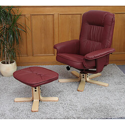 Mendler Fauteuil de télé M56, fauteuil de relaxation sans tabouret, similicuir ~ bordeaux