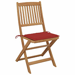 Maison Chic Lot de 4 Chaises pliables de jardin avec coussins - Fauteuil d'extérieur Bois d'acacia -MN52823