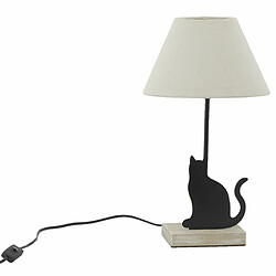 Aubry Gaspard Lampe Chat en métal noir et bois.