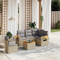 vidaXL Salon de jardin avec coussins 6 pcs beige résine tressée 