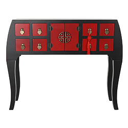 Pegane Table console en bois de sapin et MDF coloris rouge et noir - Longueur 98,5 x Profondeur 27 x hauteur 80 cm