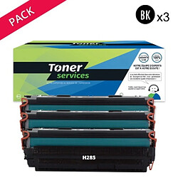 TONER SERVICES Compatible Canon 725 Pack 3 Toners Noir CE285A (85A) 