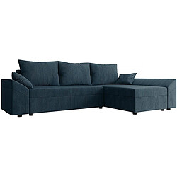 Palozi Sofa Canapé d'angle convertible avec coffre Vaugirard en velours côtelé - 3 places - Bleu 