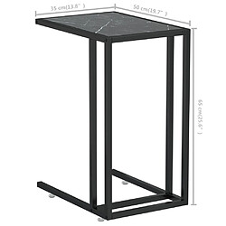 vidaXL Table d'appoint ordinateur Marbre noir 50x35x65 cm Verre trempé pas cher