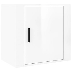 Maison Chic Table de chevet murale - Table de Nuit Blanc brillant 50x30x47 cm