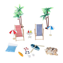 Maison de Poupée Miniatures Jouet Accessoire 1/12 1/12 Maisons de Poupées Accessoires DIY Fée Jardin Décor - Chaise Longue, Parasol, Bateau, Coquillage, Cocotier, Anneaux de Bain