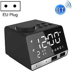 Wewoo K11 Bluetooth réveil haut-parleur Creative Digital Music Clock Display Radio avec double interface USB, support U disque / carte TF / FM / AUX, prise UE (noir) 