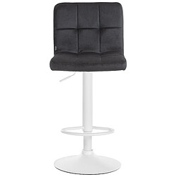 Decoshop26 Lot de 2 tabourets de bar en velours noir avec coutures décoratives pied en trompette métal blanc 10_0004405