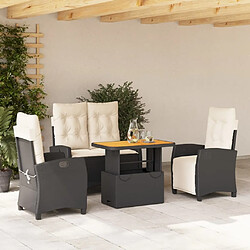 Maison Chic Ensemble à manger d'extérieur 4 pcs avec coussins,Salon de jardin noir -GKD794704