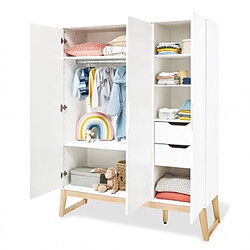 Pinolino Chambre de bébé Bridge 3 pièces lit de bébé évolutif commode à langer armoire grande