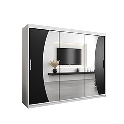 Abiks Meble Armoire Wave à portes coulissantes 200/250/62 3 portes (blanc/noir) 