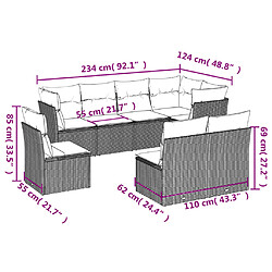 Avis vidaXL Salon de jardin 8 pcs avec coussins noir résine tressée