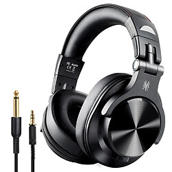 General Casque Bluetooth sur l'oreille, casque Hi-Res sur l'oreille pour la surveillance et le mixage en studio, casques pliables avec son stéréo sans fil/filaire, oreillette en cuir protéiné(noir) 