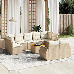 Maison Chic Salon de jardin avec coussins 10 pcs, Ensemble Tables et chaises de jardin, beige résine tressée -GKD470400